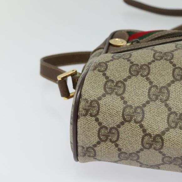 GUCCI GG Supreme Web Sherry Line Bag Pvc Beige Gold 001 115 001 115 - Picture 11 of 16
